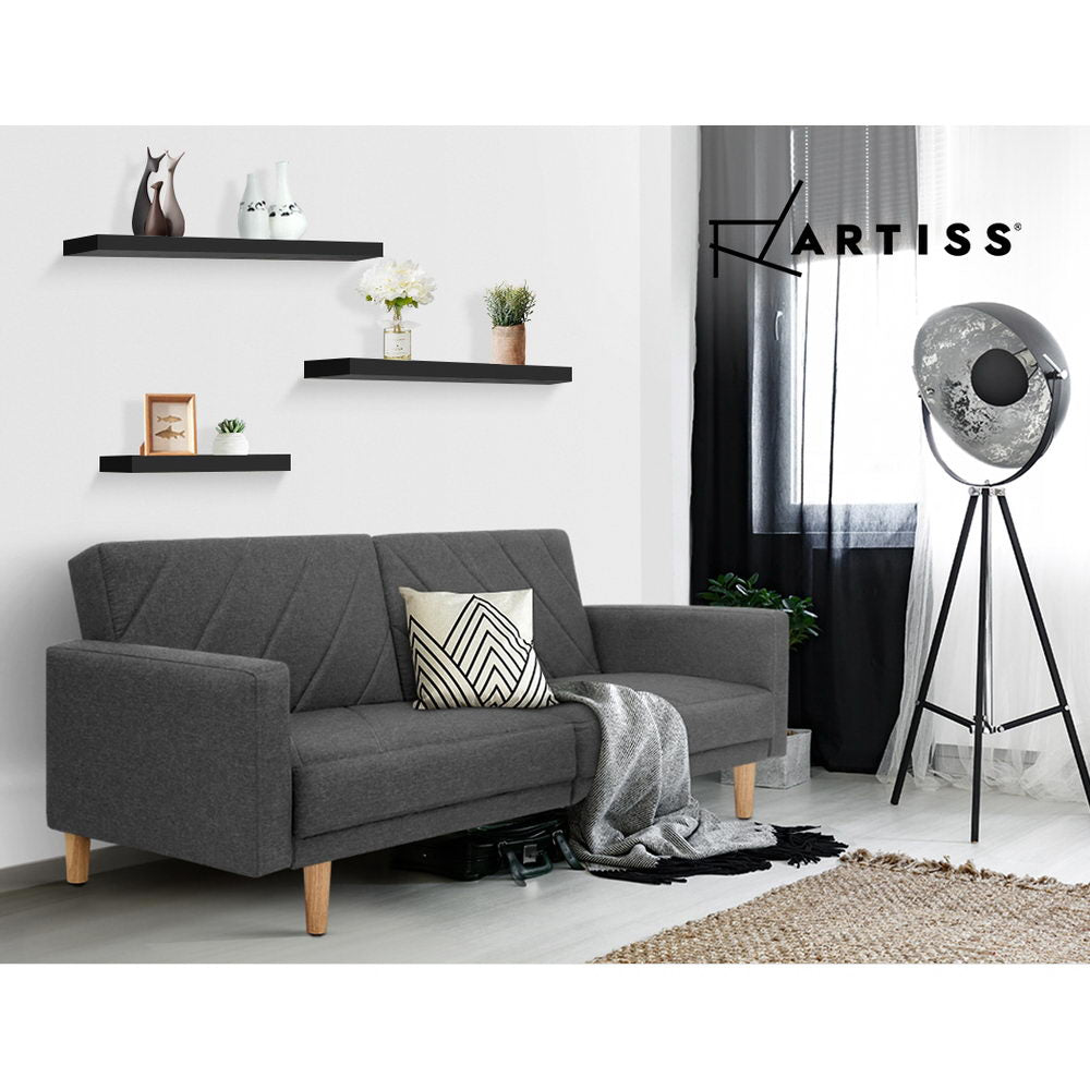 Artiss 3 Piece Floating Wall Shelves - Black