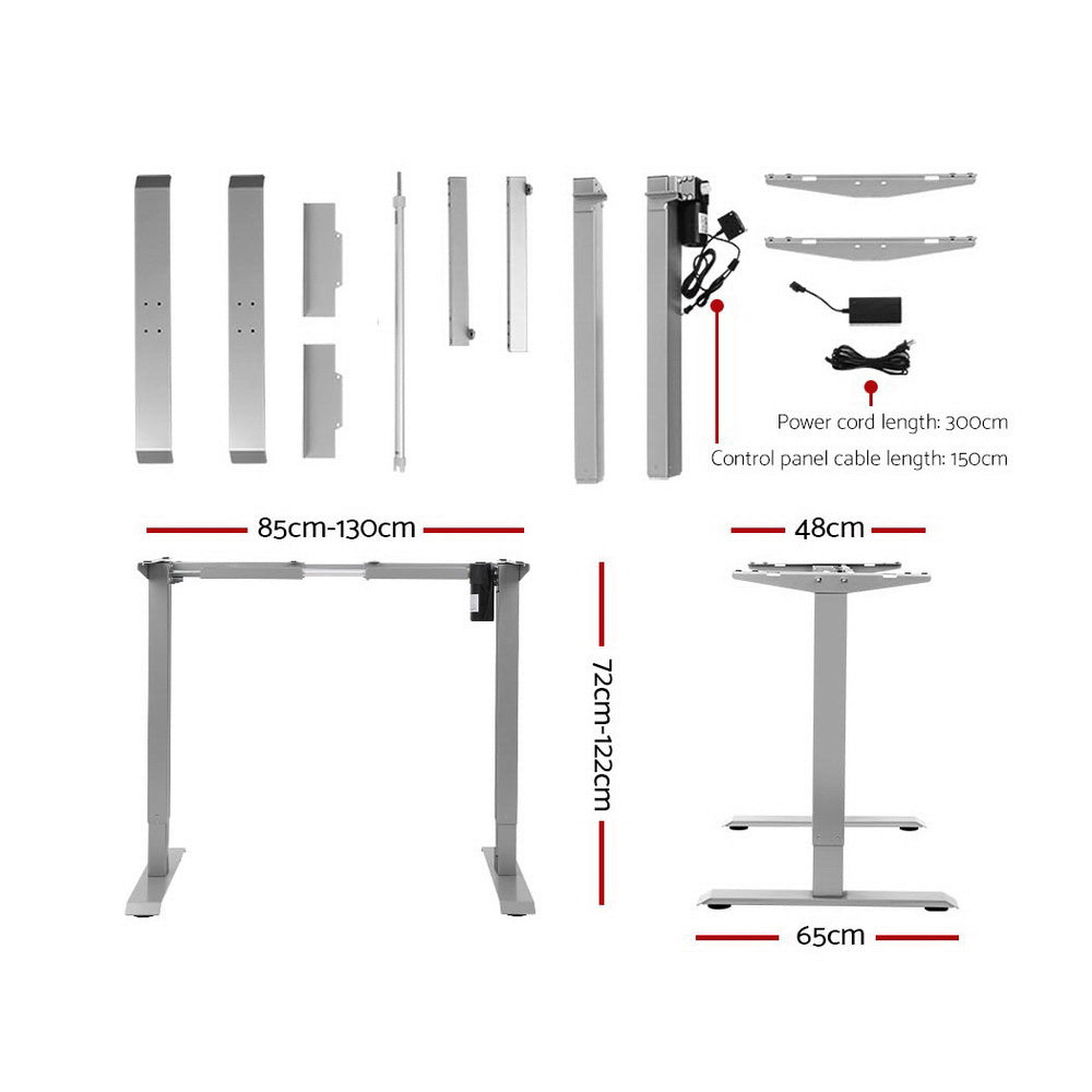 Artiss Standing Desk Adjustable Height Desk Electric Motorised Grey Frame Oak Desk Top 120cm