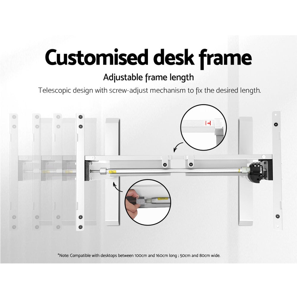 Motorised Adjustable Desk Frame White