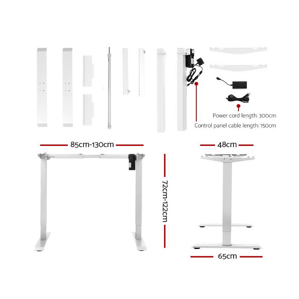 Artiss Standing Desk Adjustable Height Desk Electric Motorised White Frame Oak Desk Top 140cm