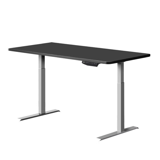 Artiss Standing Desk Adjustable Height Desk Dual Motor Electric Grey Frame Black Desk Top 140cm