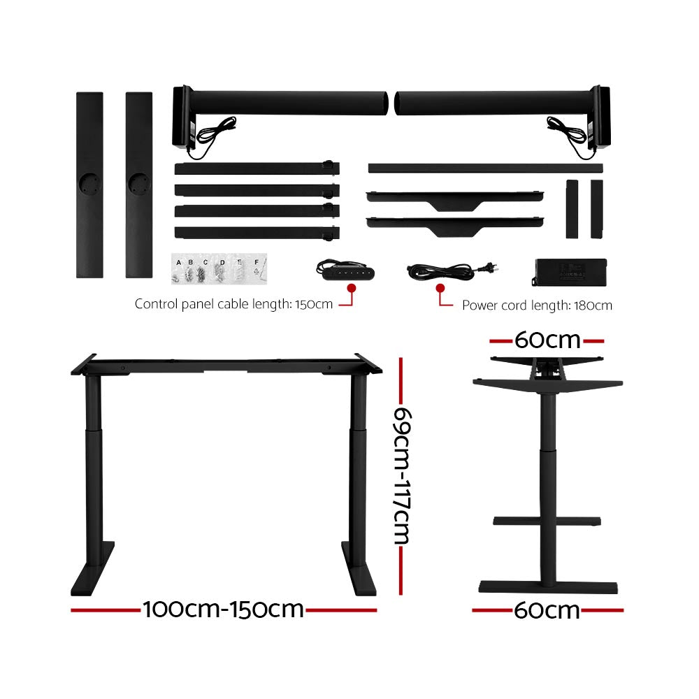 Artiss Electric Standing Desk Height Adjustable Sit Stand Desks Table Black