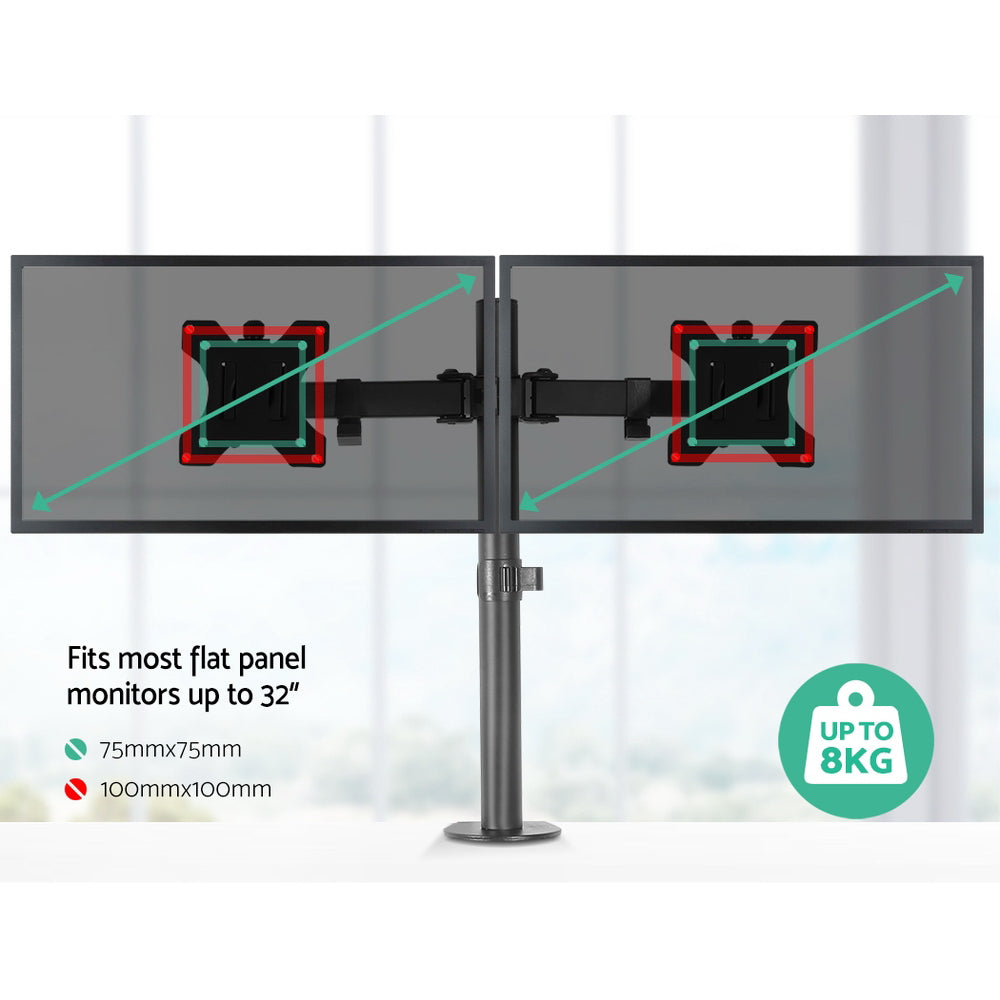 Artiss Monitor Arm Mount Dual 32" Black