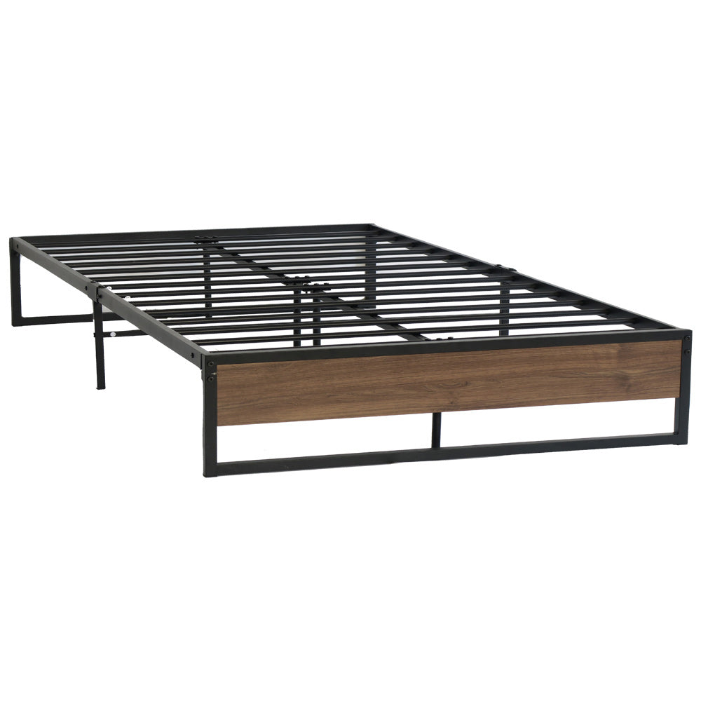 Artiss Metal Bed Frame Double Size Mattress Base Foundation Wooden Black OSLO