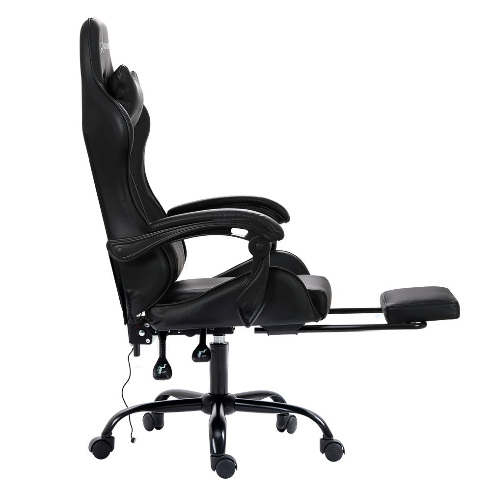 Artiss Massage Gaming Chair 2 Point PU Leather Black