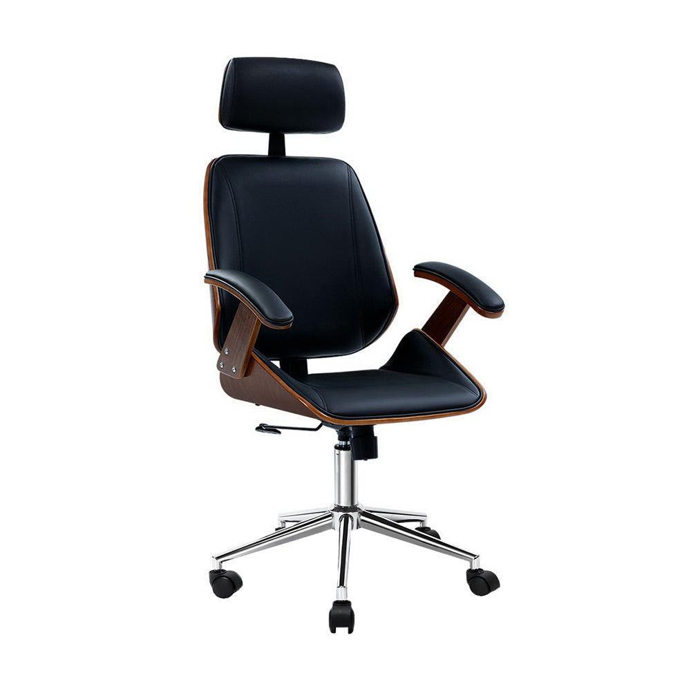 Artiss Wooden Office Chair Computer Gaming Chairs Executive Leather Black