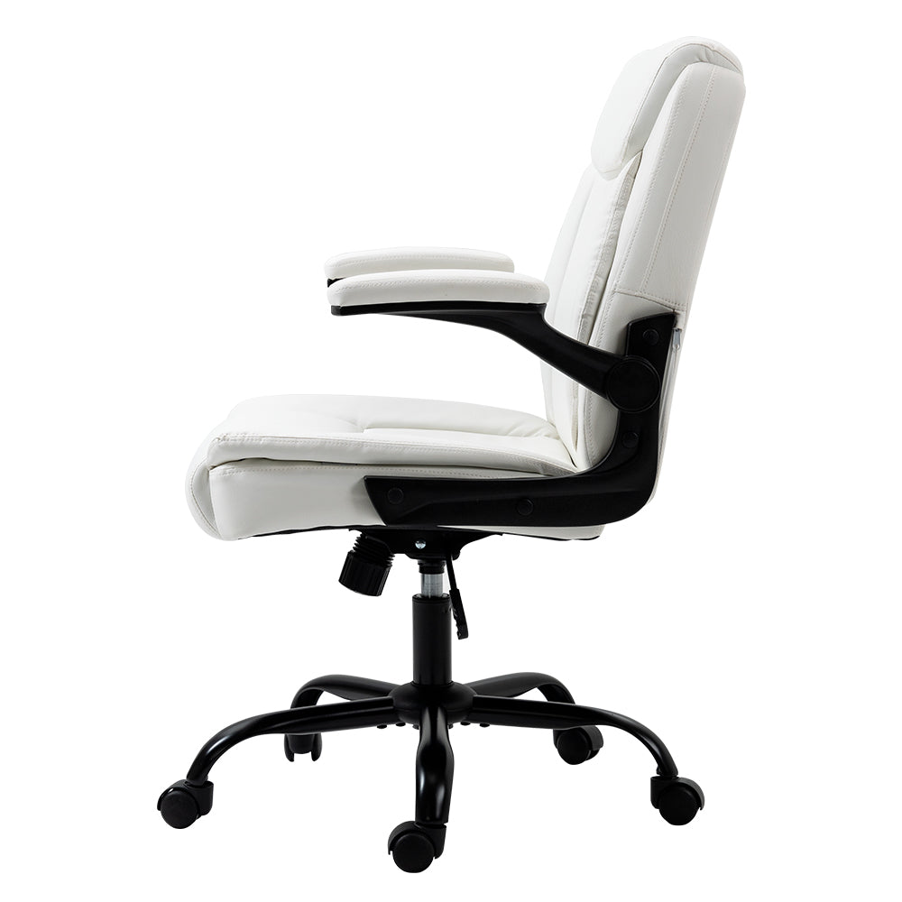 Artiss Office Chair Leather Computer Executive Chairs Gaming Study Desk White