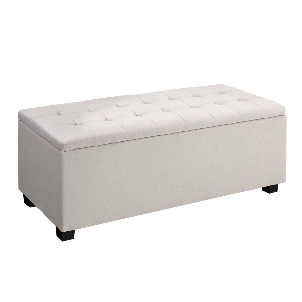 Artiss Large Fabric Storage Ottoman - Beige