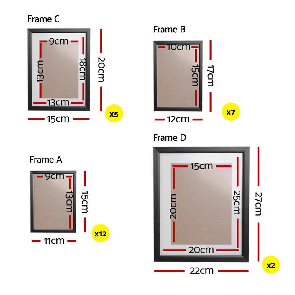 Artiss Photo Frames 26PCS  8x10in 5x7in 4x6in 3.5x5in Hanging Wall Frame Black