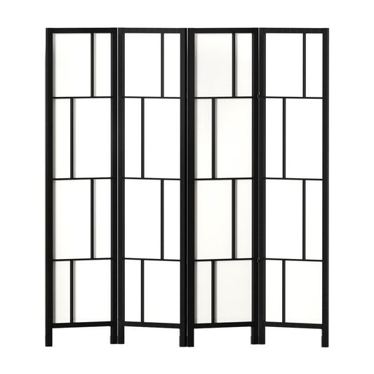 Artiss Ashton Room Divider Screen Privacy Wood Dividers Stand 4 Panel Black