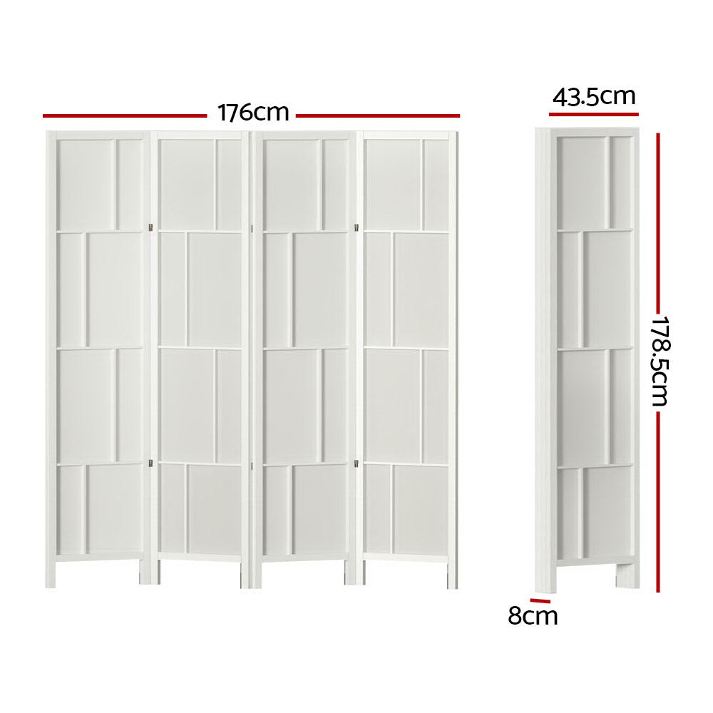 Artiss Ashton Room Divider Screen Privacy Wood Dividers Stand 4 Panel White