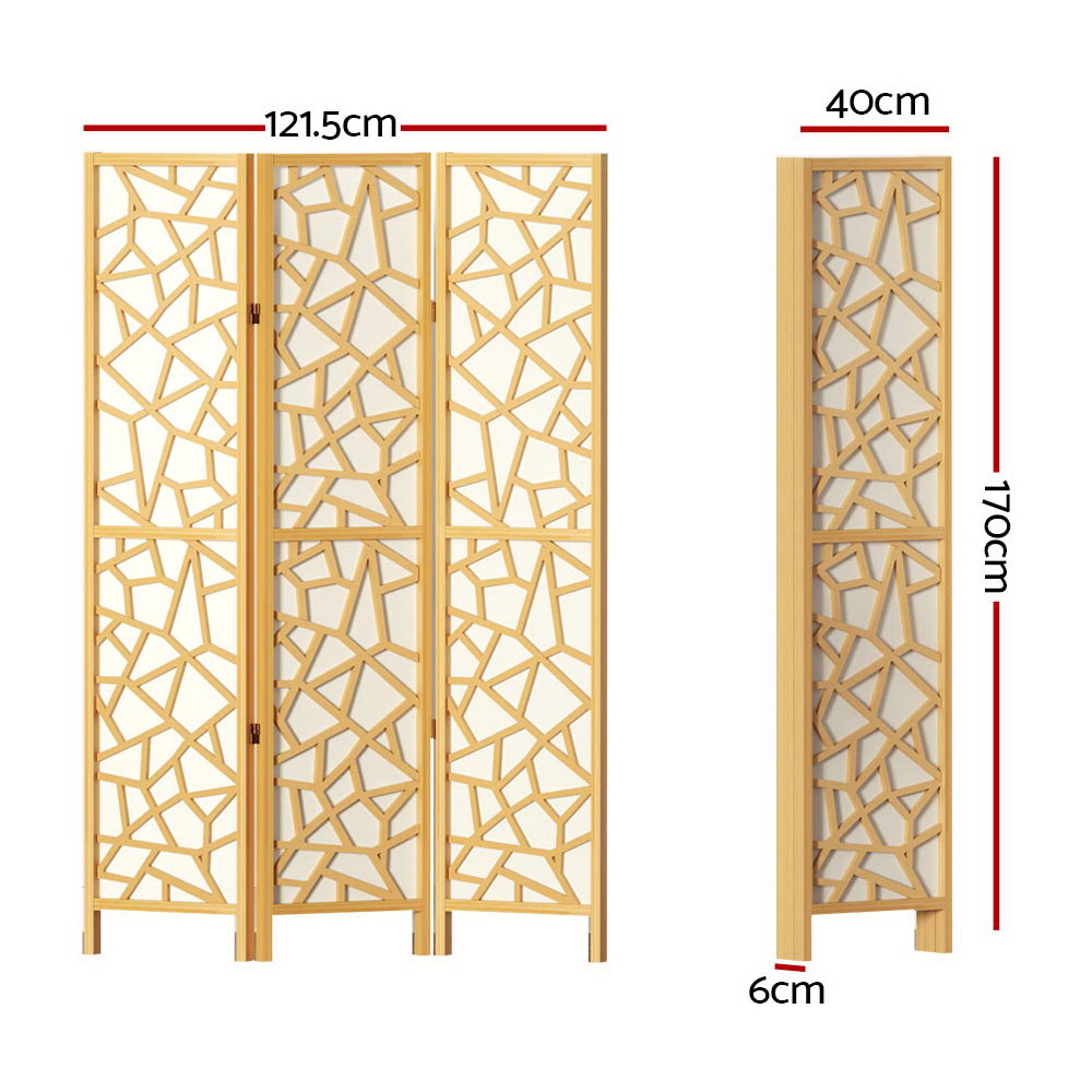 Artiss Clover Room Divider Screen Privacy Wood Dividers Stand 3 Panel Natural