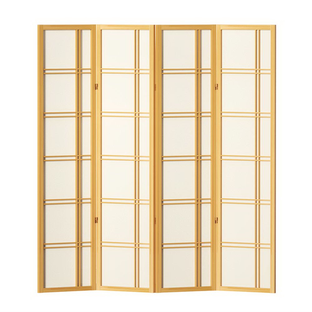 Artiss Room Divider Screen Privacy Wood Dividers Stand 4 Panel Nova Natural