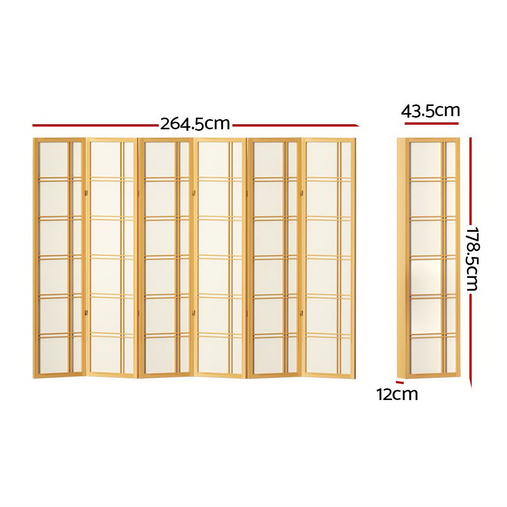 Artiss 6 Panel Room Divider Screen 265x179cm Nova Natural