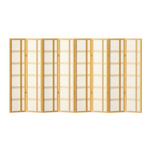 Artiss Room Divider Screen Privacy Wood Dividers Stand 8 Panel Nova Natural