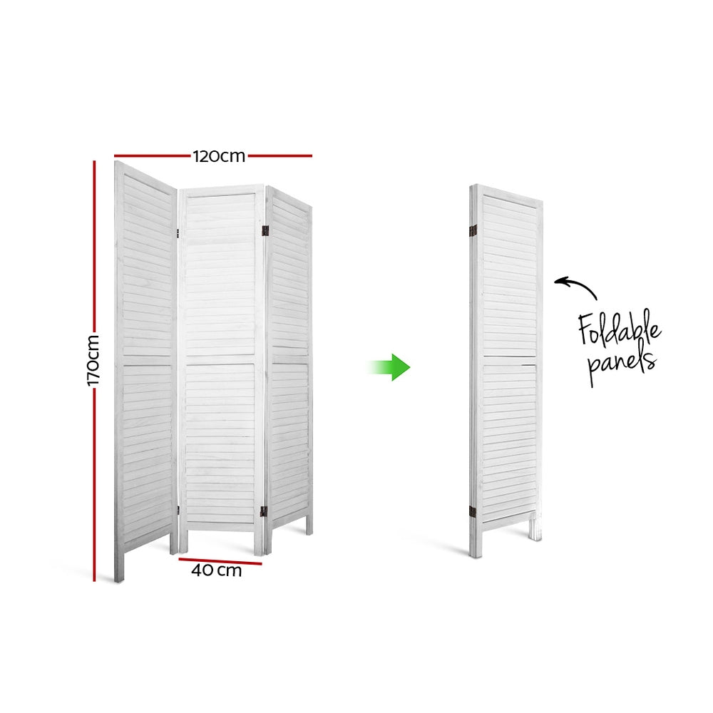 Artiss 3 Panel Room Divider Screen 120x170cm Louver White