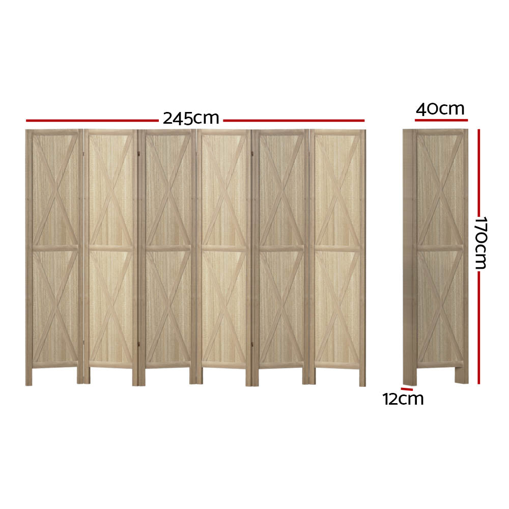 Artiss Silon Room Divider Screen Privacy Wood Dividers Stand 6 Panel Brown