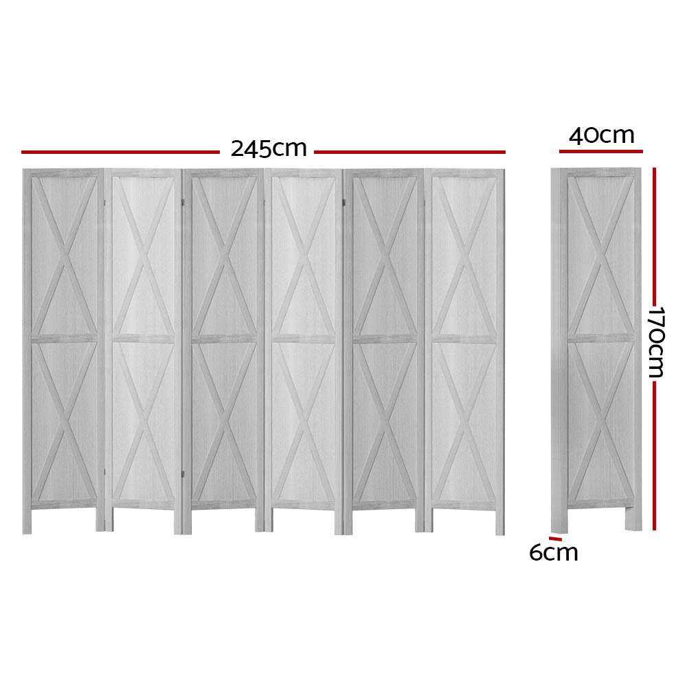 Artiss Silon Room Divider Screen Privacy Wood Dividers Stand 6 Panel White