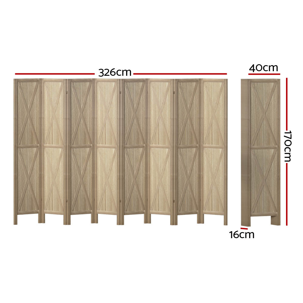 Artiss Silon Room Divider Screen Privacy Wood Dividers Stand 8 Panel Brown