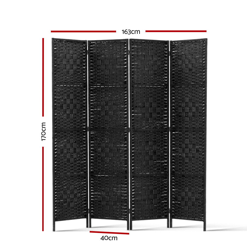 Artiss 4 Panel Room Divider Screen Privacy Timber Foldable Dividers Stand Black