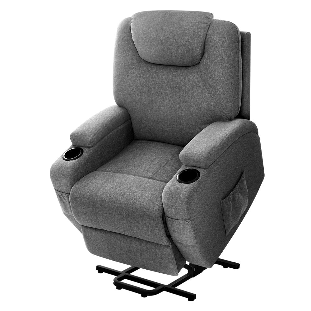 Artiss Electric Massage Chair Recliner Sofa Lift Motor Armchair Heating Fabric