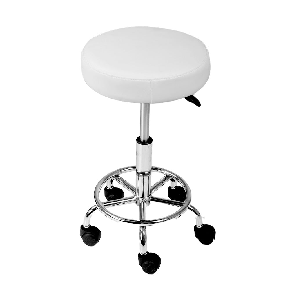 Artiss 2X Salon Stool Swivel Round Barber Hair Bar Stools Hydraulic Lift White