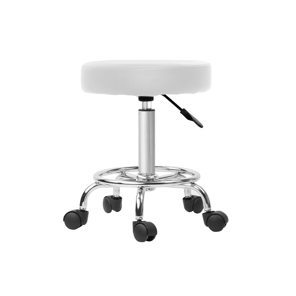 Artiss 2X Salon Stool Swivel Round Barber Hair Bar Stools Hydraulic Lift White