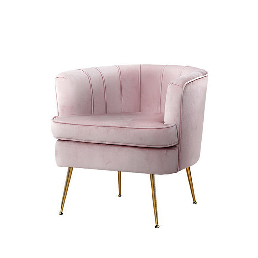 Artiss Armchair Lounge Chair Accent Armchairs Sofa Chairs Velvet Pink Couch