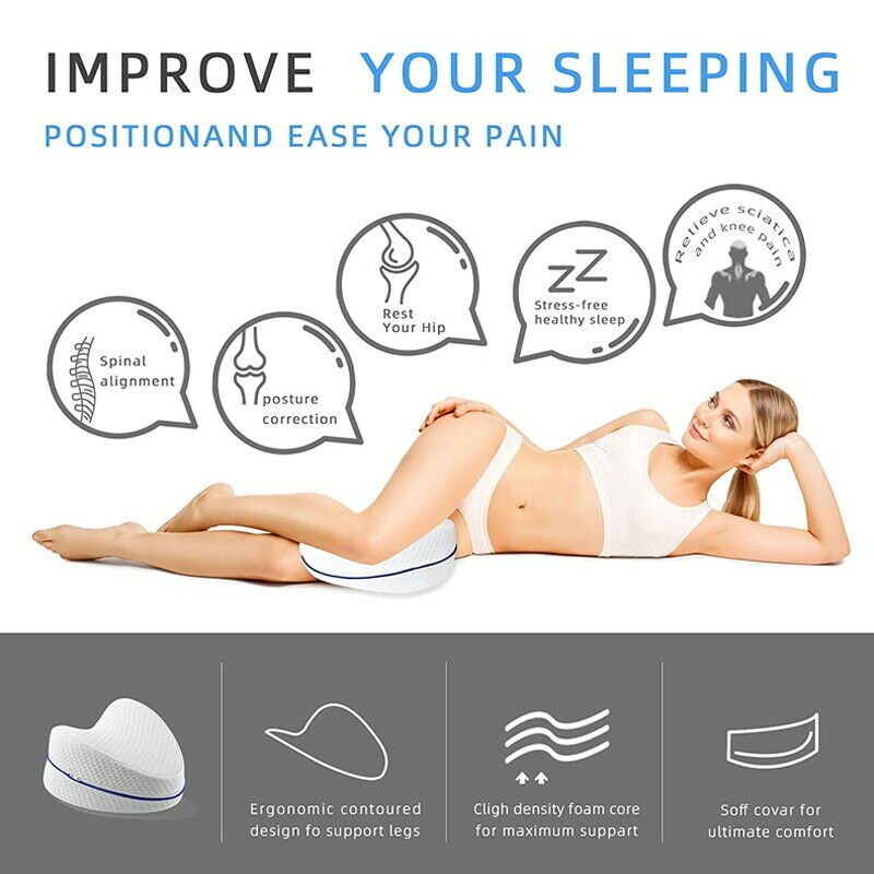 Leg Knee Support Pillow, Orthopedic Memory Foam Wedge Contour Pillow for Thighs, Leg Pillow for Back Hip Legs Knee Support Wedge and Pressure Relief, Washable Cover