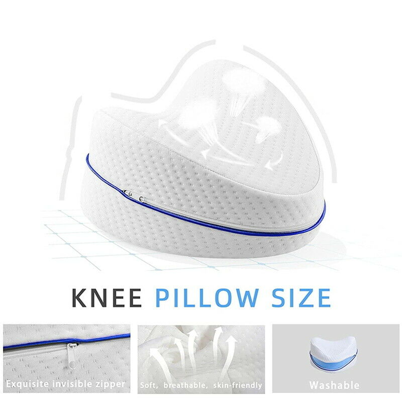 Leg Knee Support Pillow, Orthopedic Memory Foam Wedge Contour Pillow for Thighs, Leg Pillow for Back Hip Legs Knee Support Wedge and Pressure Relief, Washable Cover