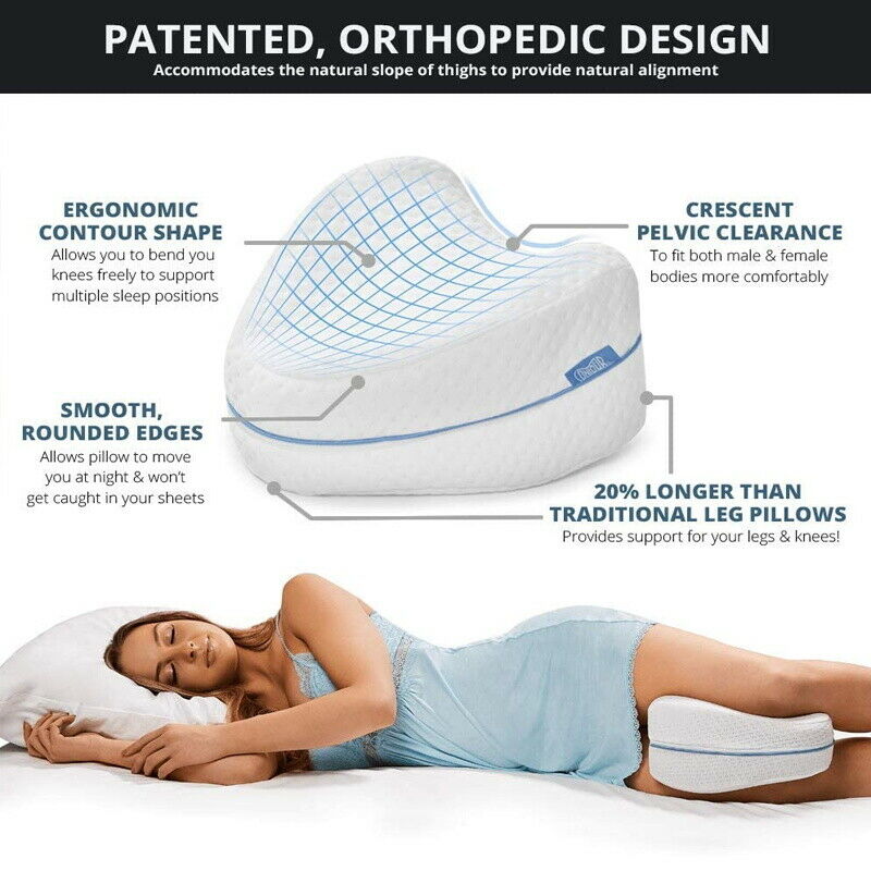 Leg Knee Support Pillow, Orthopedic Memory Foam Wedge Contour Pillow for Thighs, Leg Pillow for Back Hip Legs Knee Support Wedge and Pressure Relief, Washable Cover