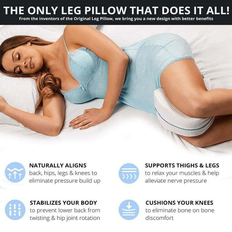 Leg Knee Support Pillow, Orthopedic Memory Foam Wedge Contour Pillow for Thighs, Leg Pillow for Back Hip Legs Knee Support Wedge and Pressure Relief, Washable Cover